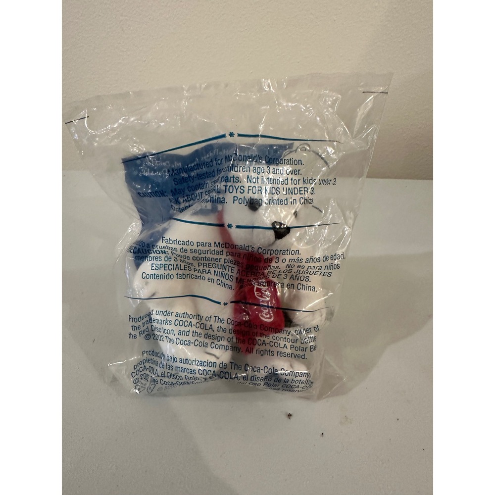 Vintage 2002 McDonalds Coca-Cola Polar Bear Plush Happy Meal Toy New Sealed